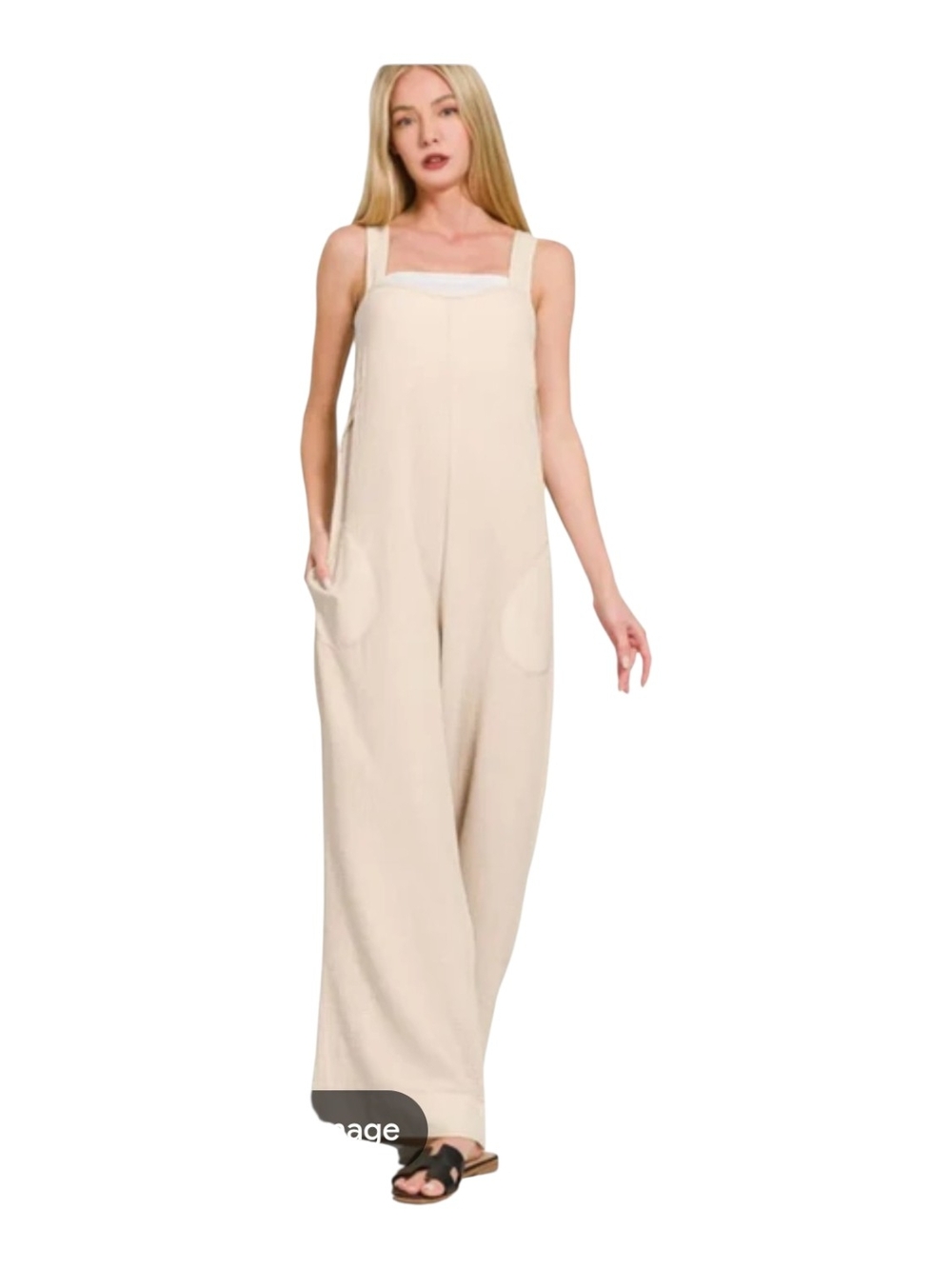 Zenana Doubled Gauzed Sleeveless Wide-Leg Jumpsuit